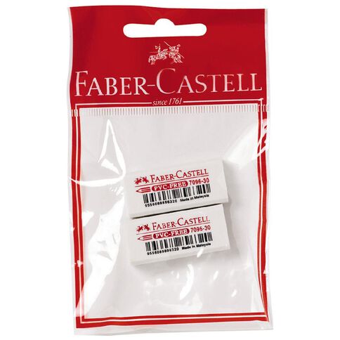 Faber-Castell Eraser PVC Free Small 2 Pack White 2 Pack