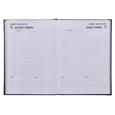 WS Mid Year Diary Date To Page A5 26-27 Green