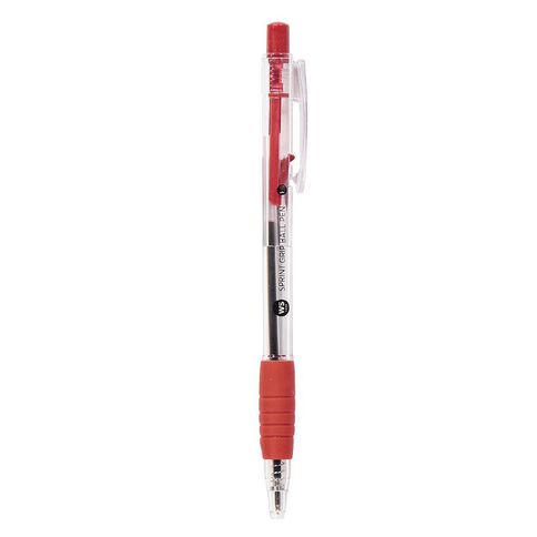 WS Clear Plastic Ball Pen Sprint Grip Loose Red