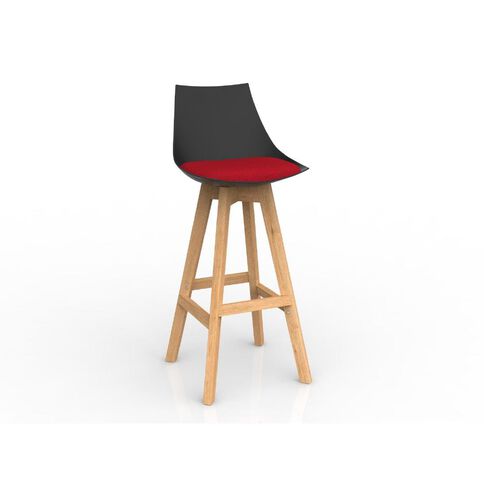 Luna Black Chilli Oak Base Barstool Red Mid