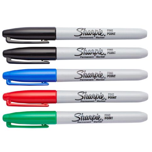 Sharpie Permanent Marker Fine Assorted Colours Assorted 5 Pack
