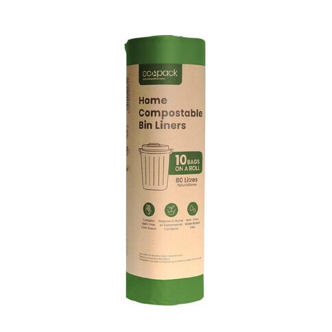 Ecopack Compostable Bin liners 80 Litres 10 pack