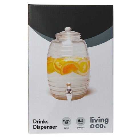 Living & Co Glass Drinks Dispenser Clear 5.2L