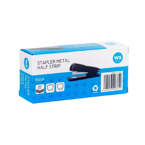 WS Stapler Metal Half Strip 20 Sheet Black