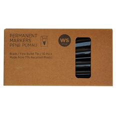 WS Permanent Marker Fine 10 Pack Black