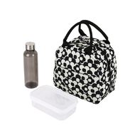 Living & Co Lunch Bag with Lunch Box 3 Piece Set Floral Black