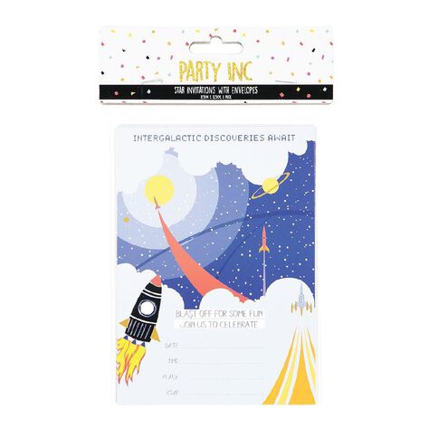 Party Inc Star Invitations with Envelopes 17.5cm x 12.5cm 8 Pack