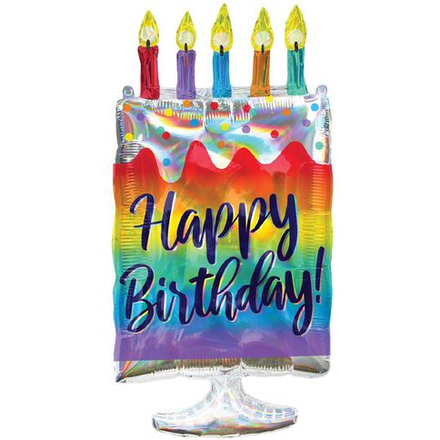 Anagram Holographic Iridescent Cake Foil Balloon Supershape 30in