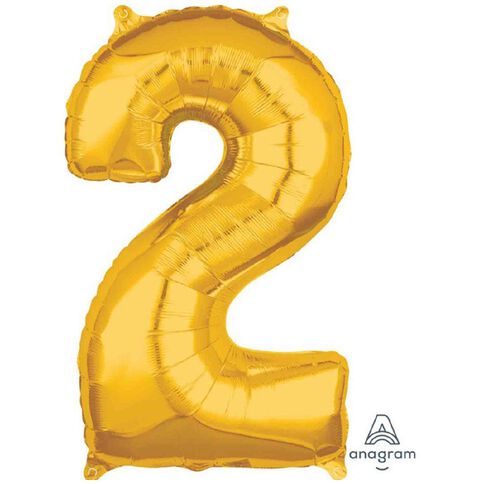 Amscan Mid-Size Shape Gold Numeral 2
