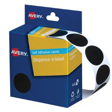 Avery Dispenser Dot Labels 500 Black 24mm Diameter