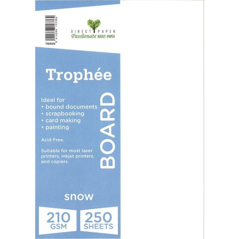 Trophee Card 210gsm 250 Pack Snow White A4
