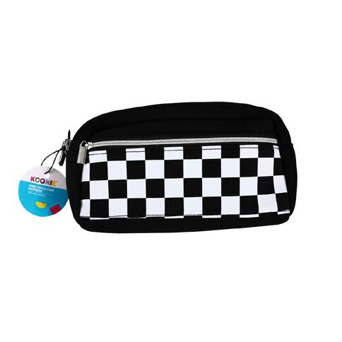 Kookie Checked Neoprene Pencil Case Black