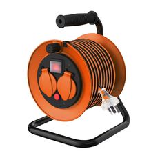 CordTech HD Cable Reel 20m With 2 Outlets Grey/White