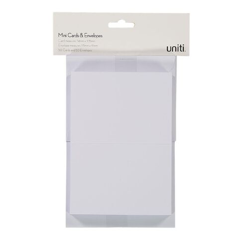 Uniti Mini Cards & Envelopes White 50 Pack White