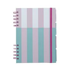 Uniti Clubhouse Hardcover Notebook With Tabs Striped Pink Light