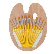 Uniti Wooden Palette & Brush Set 12 Pack Natural