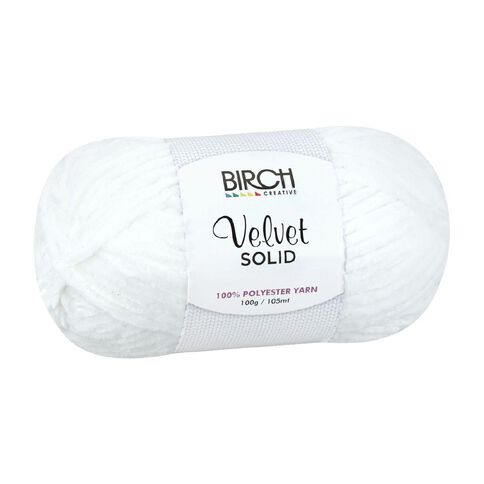 Birch Velvet Yarn 100% Polyester 100G White