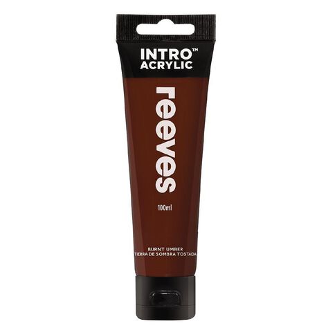 Reeves Intro Acrylic Paint Burnt Umber 100ml