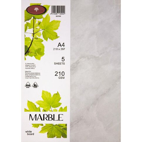 Direct Paper Marble Paper 210gsm White A4 5 Pack
