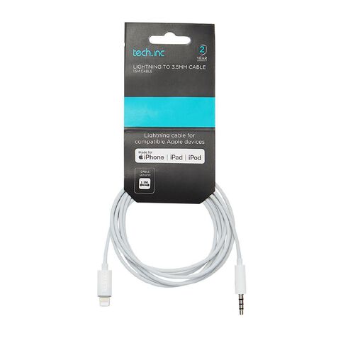 Tech.Inc Lightning to 3.5 AUX Cable 1.5m White