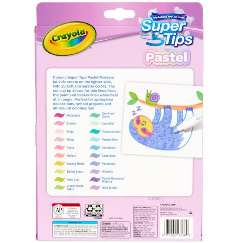 Crayola Super Tip Markers Pastels Assorted 20 Pack