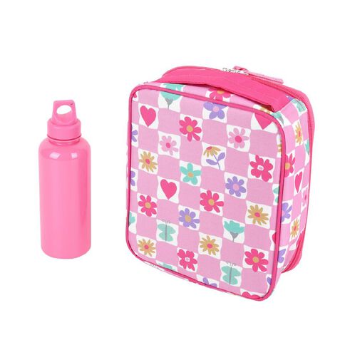 Living & Co Lunch Bag and Bottle Daisy Pink 2 Piece