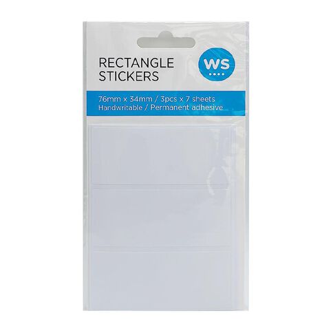 WS Rectangle Handwritable Stickers 21 Labels 76mm X 34mm