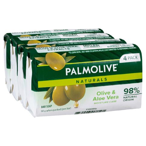 Palmolive Naturals Aloe & Olive Moisture Care Soap 90g 4 Pack Green Mid