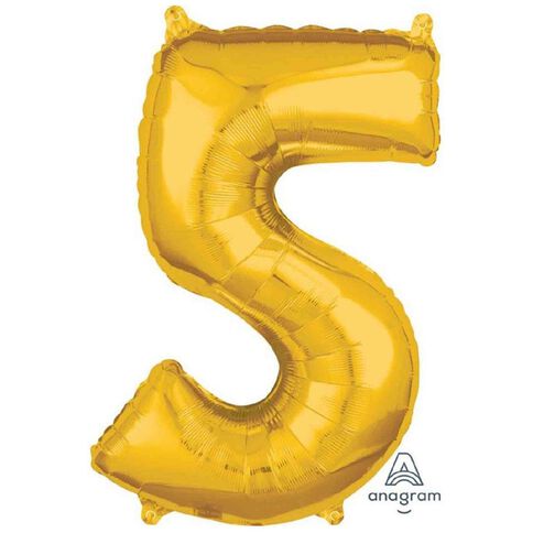 Amscan Mid-Size Shape Gold Numeral 5