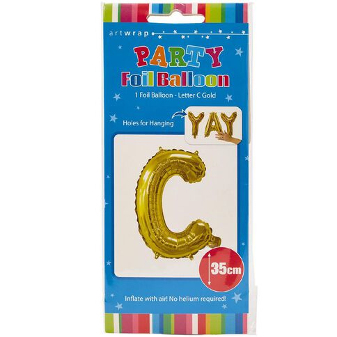 Artwrap Foil Balloon C Gold 35cm