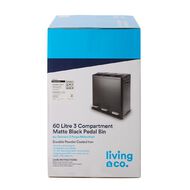 Living & Co 3 Pedal Bin Black 60L