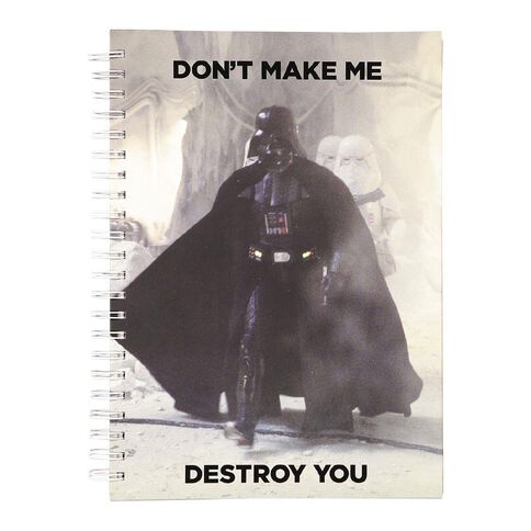 Star Wars Adult Notebook Don't Make Me Destroy You Black A4