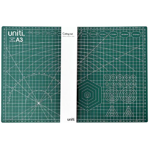 Uniti Cutting Mat 450mm x 300mm x 3mm Green A3