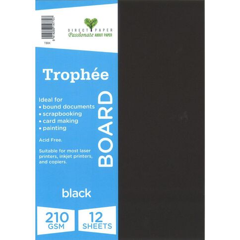 Trophee Board 210gsm Black A4 12 Pack