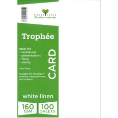 Trophee Card 160gsm 100 Pack Linen White A4