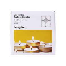 Living & Co Unscented Tealight Candles 100 Pack White
