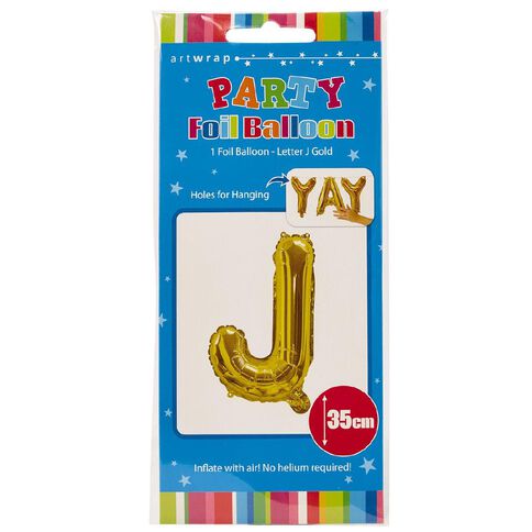 Artwrap Foil Balloon J Gold 35cm