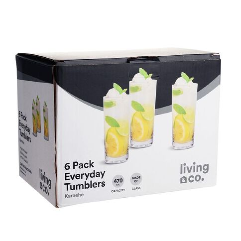 Living & Co Everyday Hiball Glass Clear 6 Pack