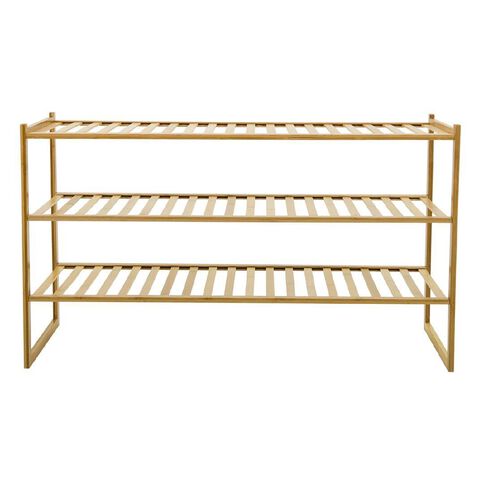 Living & Co Bamboo Stackable Shoe Rack 3 Tier