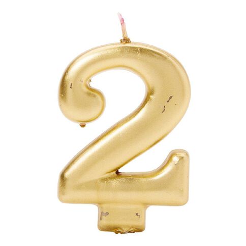 Candle Metallic Numeral #2 Gold