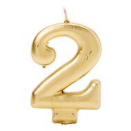 Candle Metallic Numeral #2 Gold
