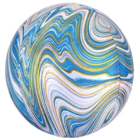 Anagram Marblez Blue Foil Balloon Orbz 15in Blue Mid