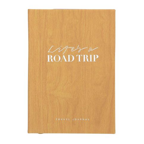 Uniti Life's A Road Trip Travel Journal Pu Hardcover Wood 140mm X 200mm