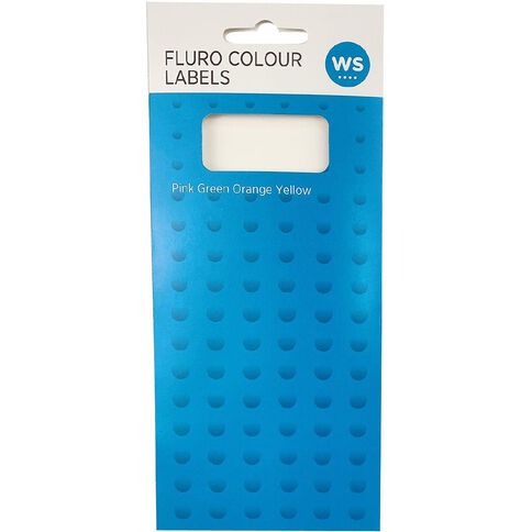 WS Fluorescent Colour Labels Multi-Coloured 4 Pack