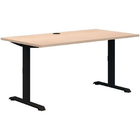 Premium Fixed Height Desk Black & Refined Oak 1200x700