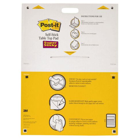 3M 563R Post it Self Stick Tabletop Easel Pad, White, Unruled - 20 sheets