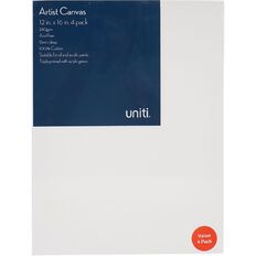Uniti Value Blank Canvas 12in x 16in 4 Pack