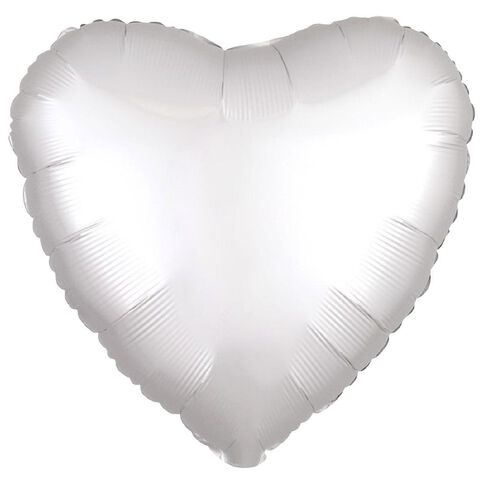 Anagram Satin Luxe Heart White Foil Balloon Standard 17in White