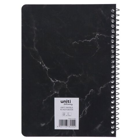 Uniti Stationery Marble Black A5 Notebook