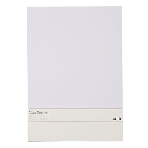 Uniti Value Cardstock A3 600gsm 5 Sheets White